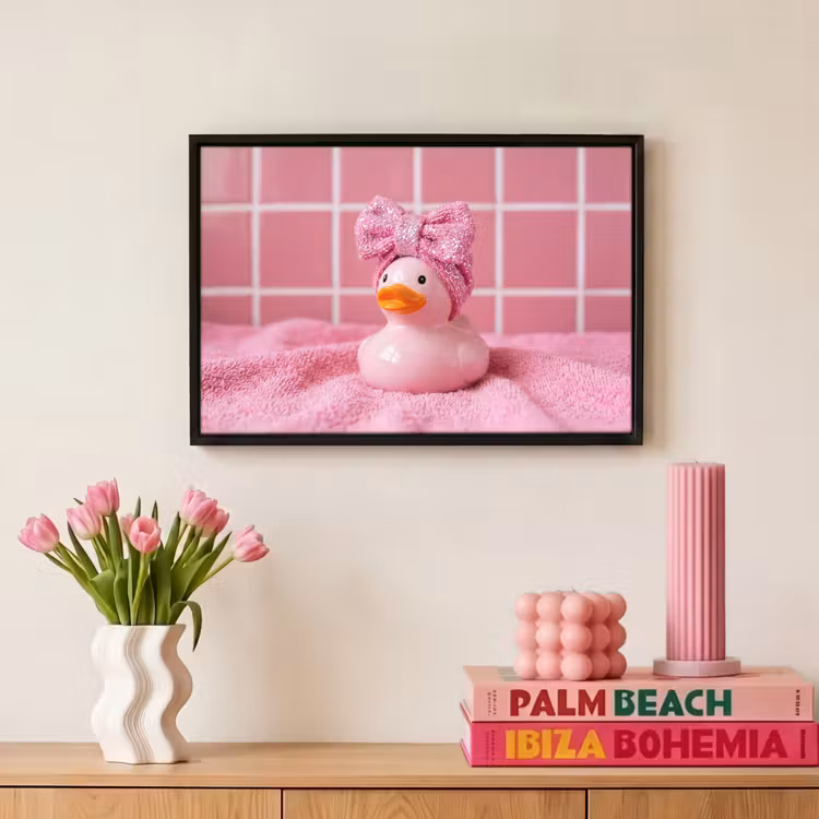 Canvas met lijst - Badeend -Strik - Roze — 8