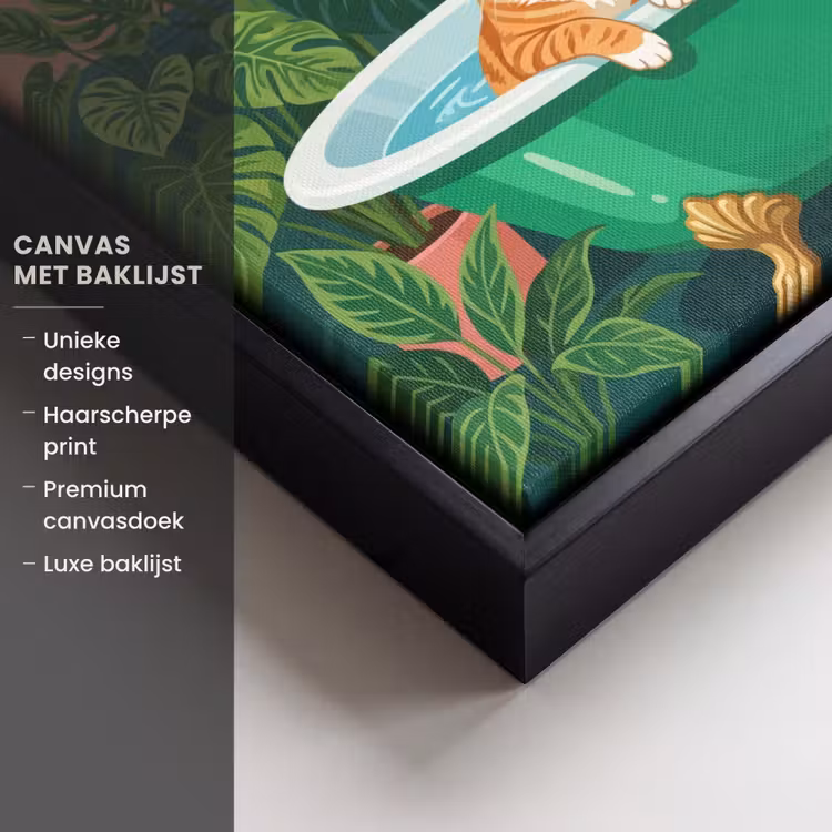 Canvas met lijst - Badkamer - Kattenparade - Kleurrijk — 5