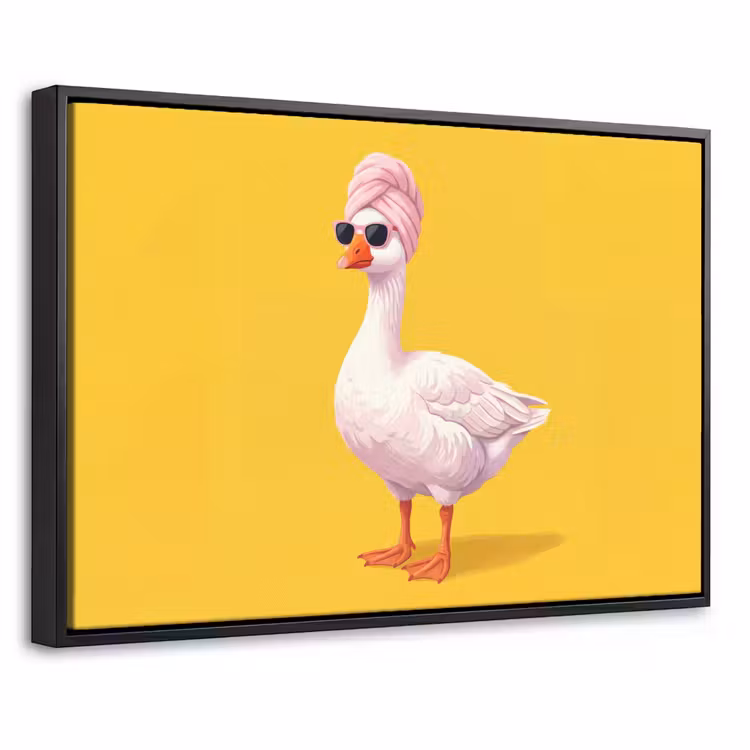 Canvas met lijst - Eend - Zonnebril - Geel — 1