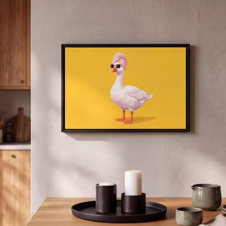 Canvas met lijst - Eend - Zonnebril - Geel — 2