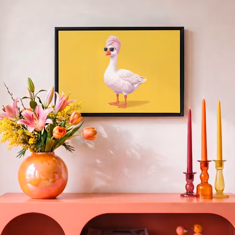 Canvas met lijst - Eend - Zonnebril - Geel — 4