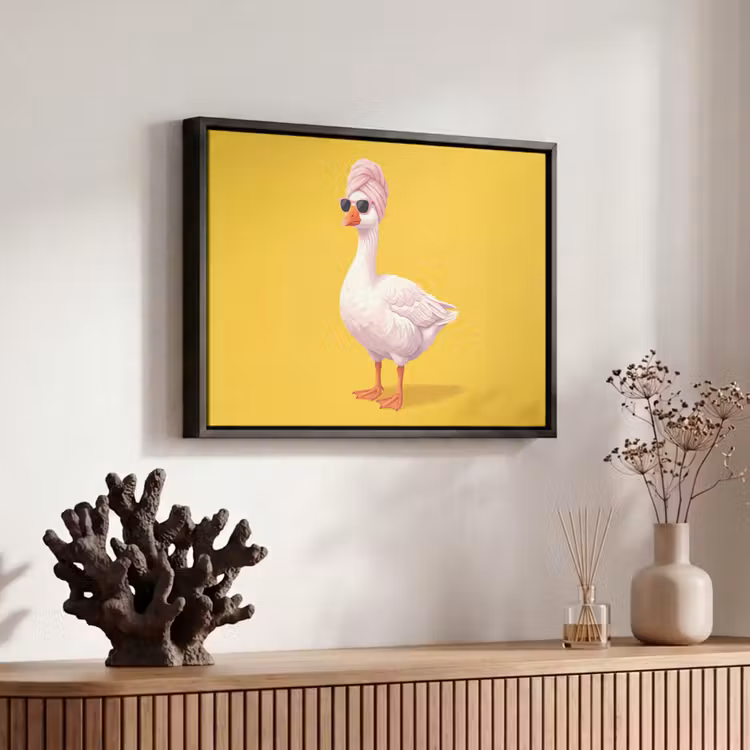 Canvas met lijst - Eend - Zonnebril - Geel — 6