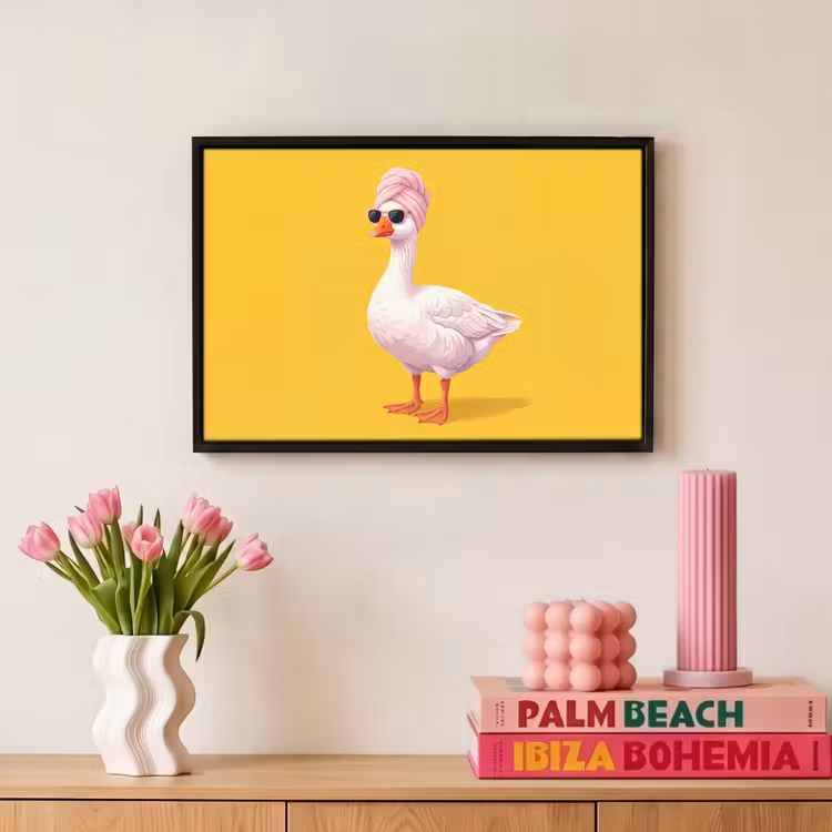 Canvas met lijst - Eend - Zonnebril - Geel — 8