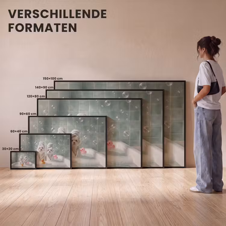 Canvas met lijst - Hondjes - Badkuip - Badeendjes - Handdoeken — 7