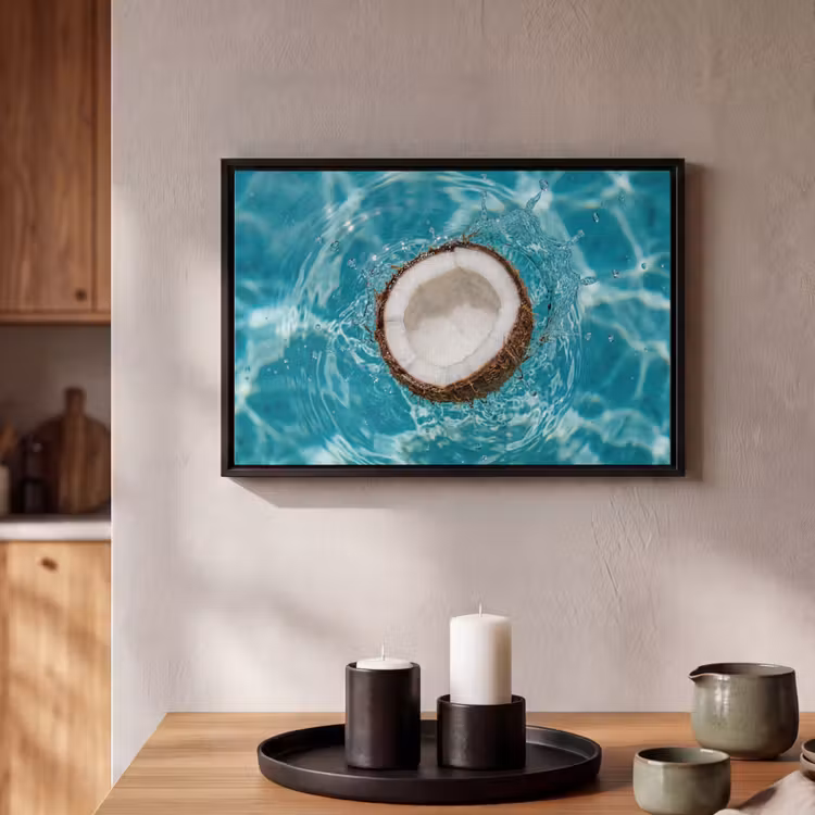 Canvas met lijst - Kokosnoot - Water - Wit — 2