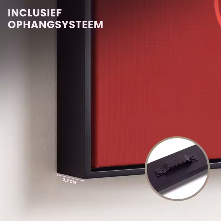 Canvas met lijst - Minimalistisch - Lijnillustratie - Rood — 3