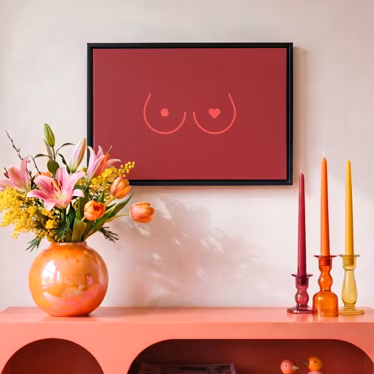 Canvas met lijst - Minimalistisch - Lijnillustratie - Rood — 4