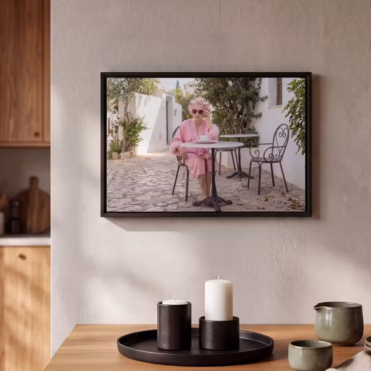 Canvas met lijst - Ochtendjas - Krulspelden - Roze — 2