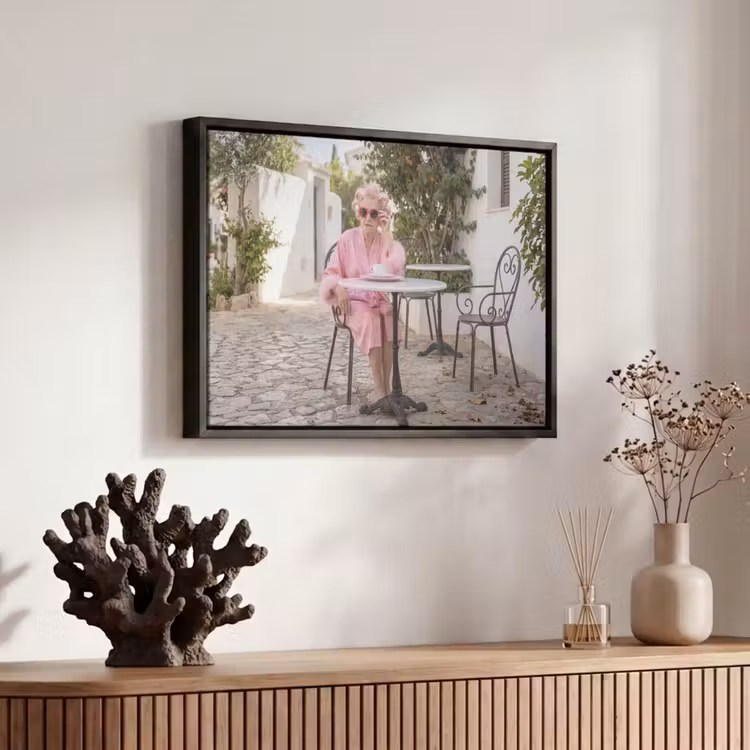 Canvas met lijst - Ochtendjas - Krulspelden - Roze — 6