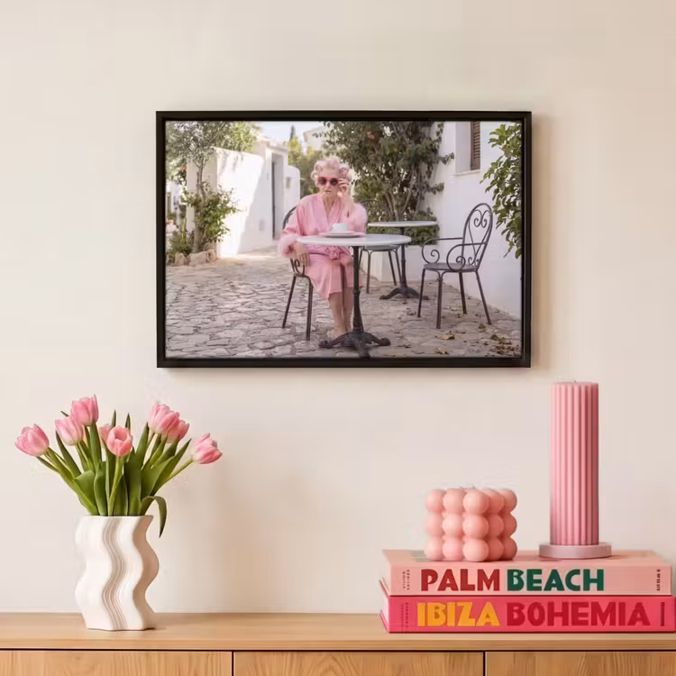 Canvas met lijst - Ochtendjas - Krulspelden - Roze — 8