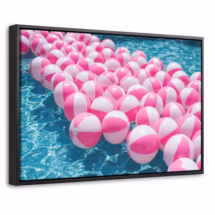 Canvas met lijst - Strandballen - Roze - Water — 1