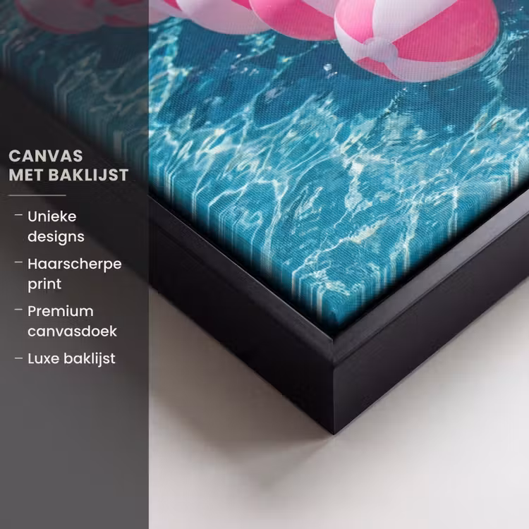 Canvas met lijst - Strandballen - Roze - Water — 5