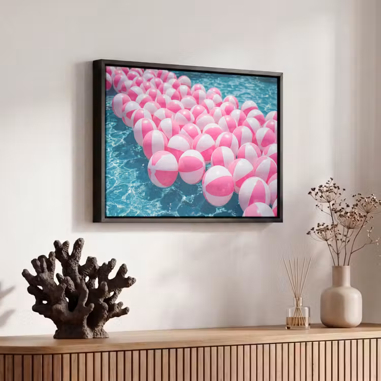 Canvas met lijst - Strandballen - Roze - Water — 6