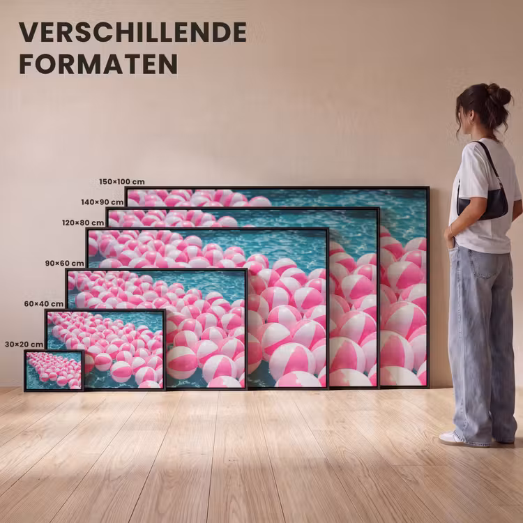 Canvas met lijst - Strandballen - Roze - Water — 7