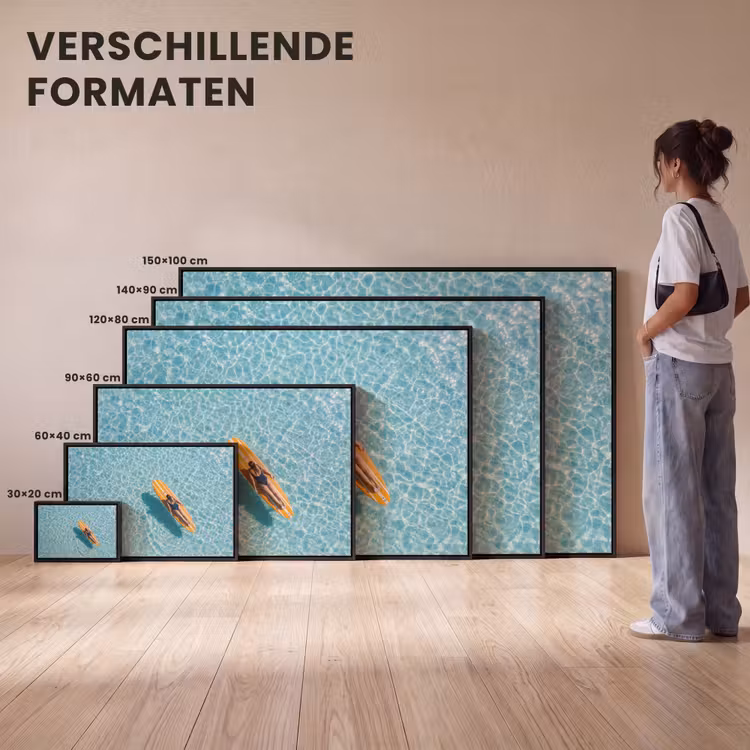 Canvas met lijst - Surfboard - Water - Badpak - Oranje — 7