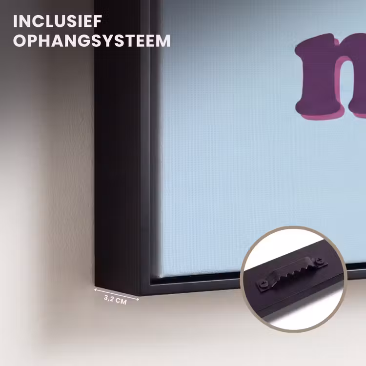 Canvas met lijst - Tekst - Get naked - Blauw — 3