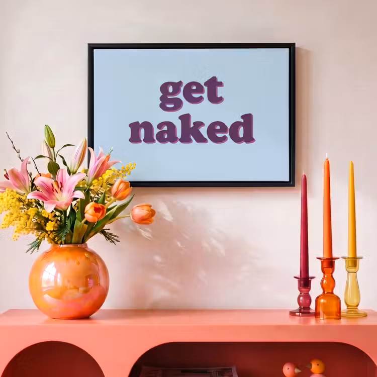 Canvas met lijst - Tekst - Get naked - Blauw — 4