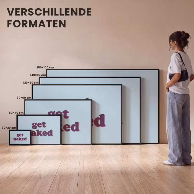 Canvas met lijst - Tekst - Get naked - Blauw — 7