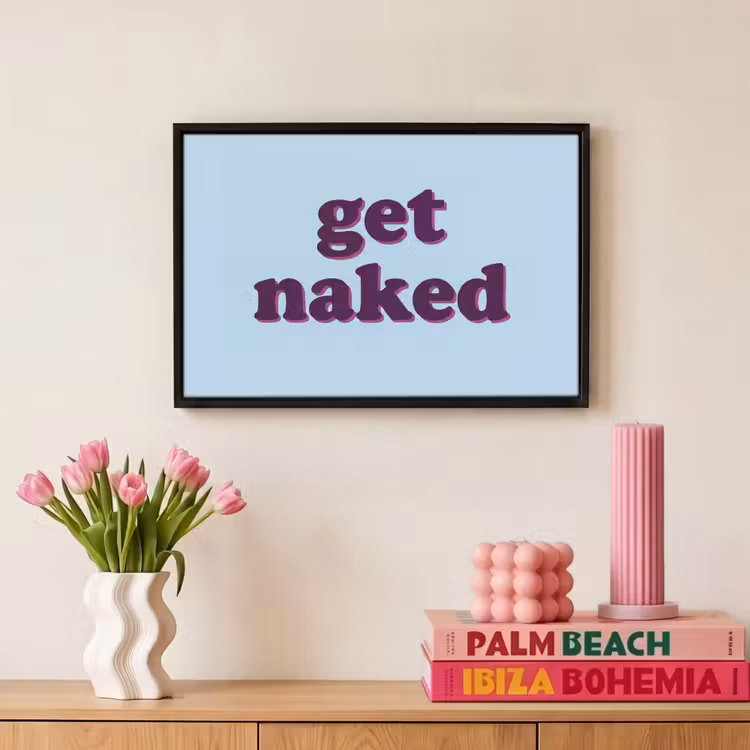 Canvas met lijst - Tekst - Get naked - Blauw — 8