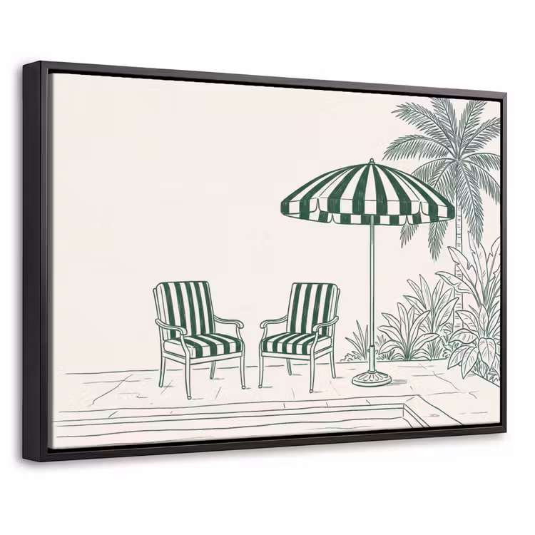 Canvas met lijst - Terras - Illustratie - Groen — 1