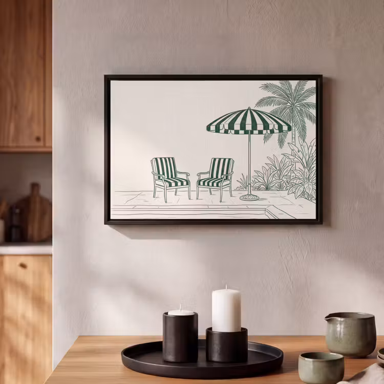 Canvas met lijst - Terras - Illustratie - Groen — 2