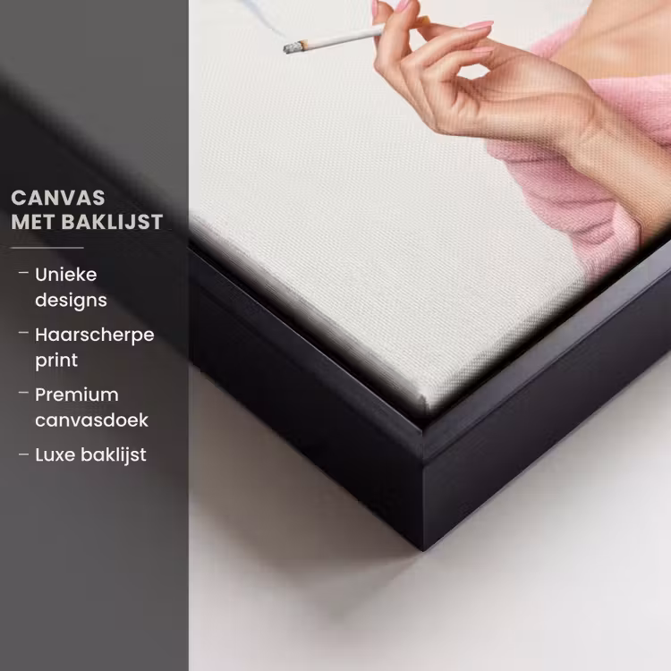 Canvas met lijst - Vrouw - Roze - Wijn - Zonnebril — 5