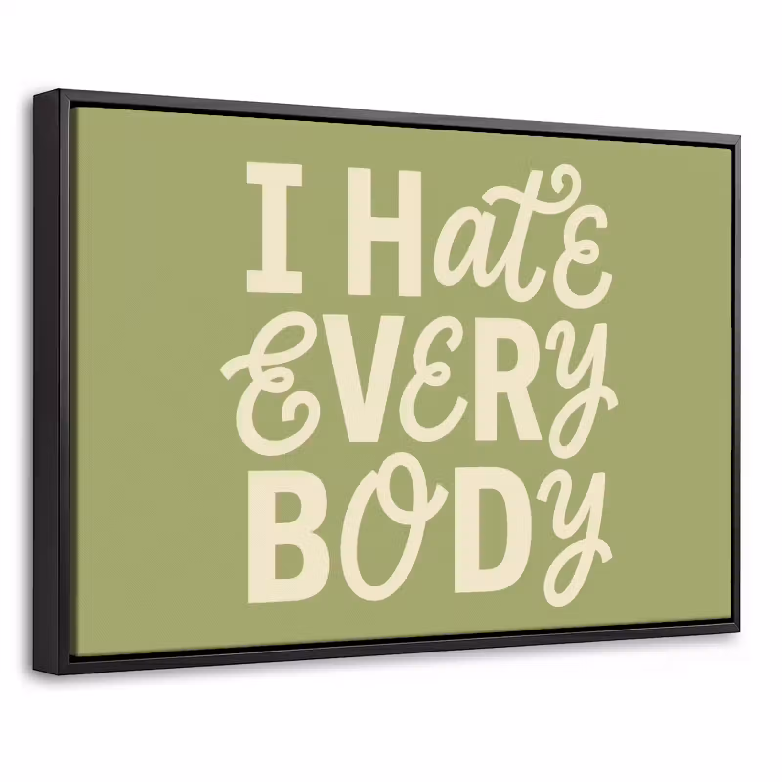 Canvas met lijst - I hate everybody - Groen - Retro — 1