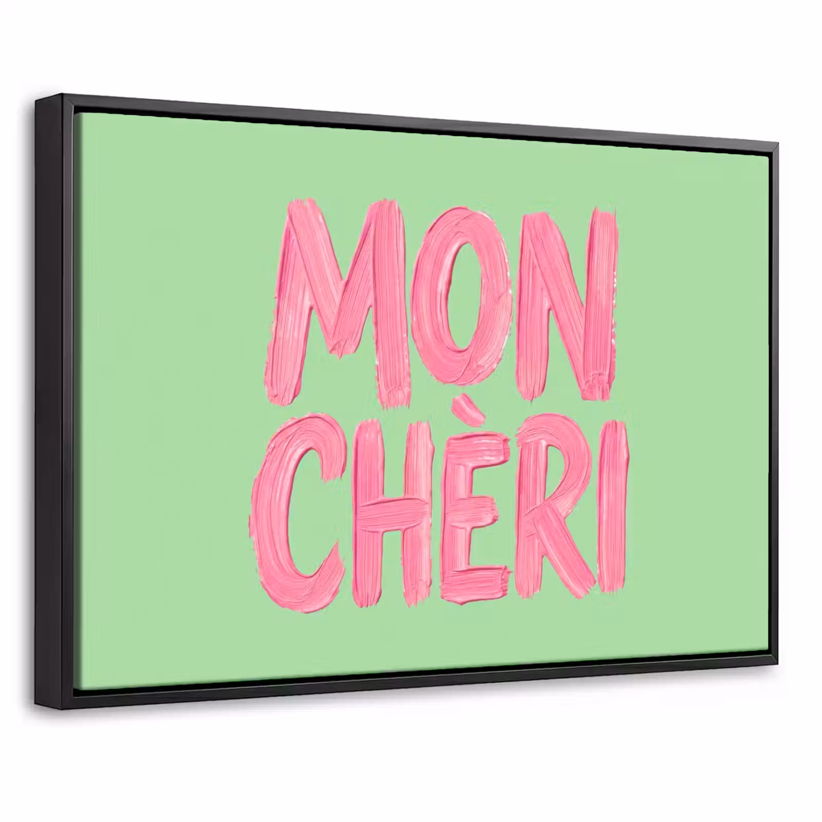 Canvas met lijst - Mon cheri - Groen - Roze — 1