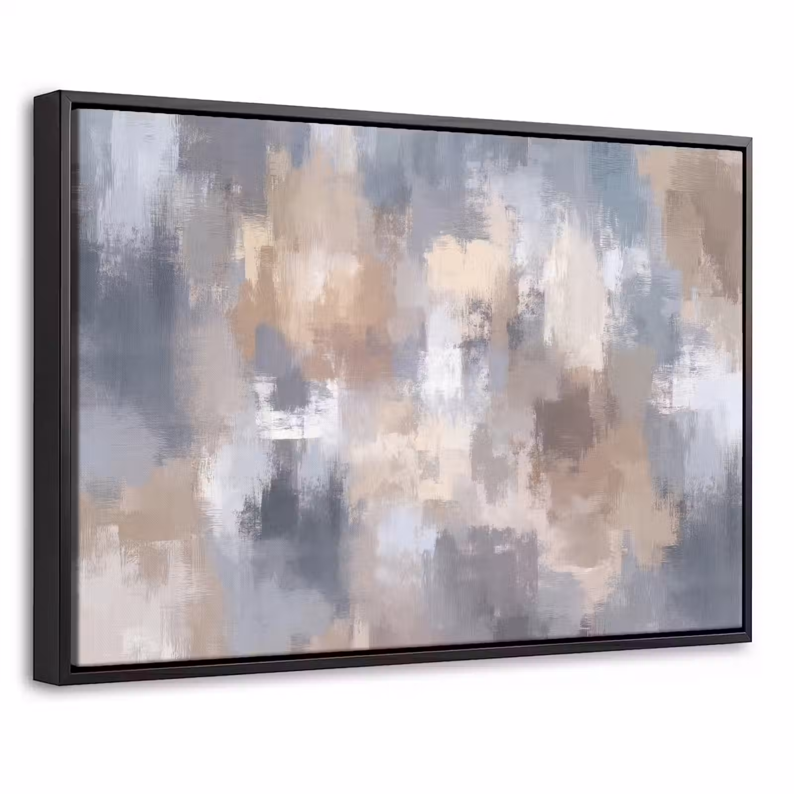 Canvas met lijst - Penseelstreken - Schilderij - Beige — 1