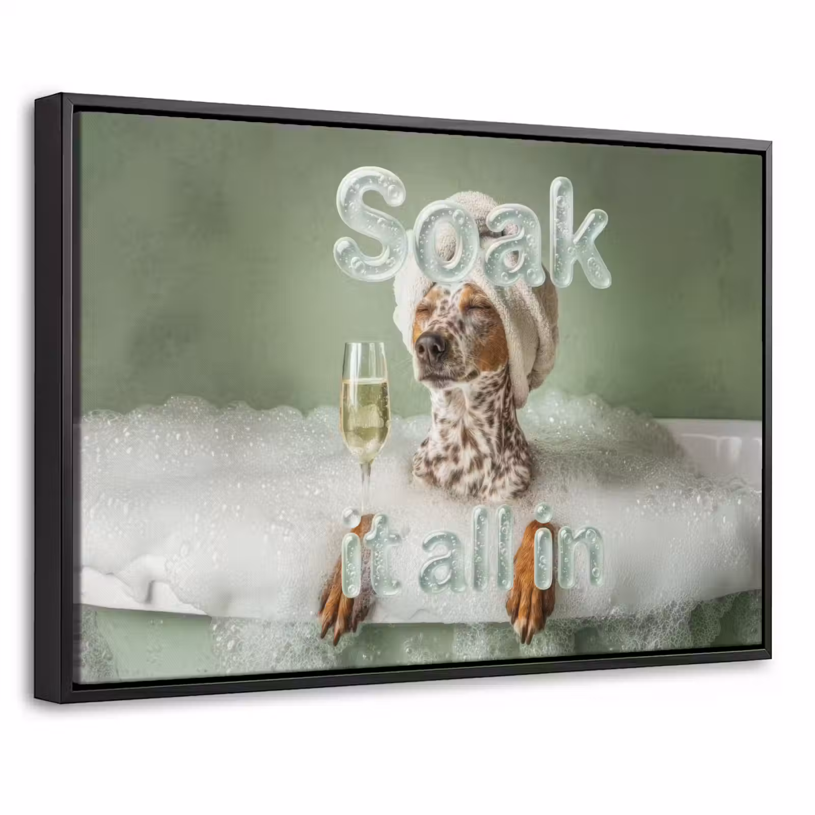 Canvas met lijst - Soak it all in - Hond - Bad — 1