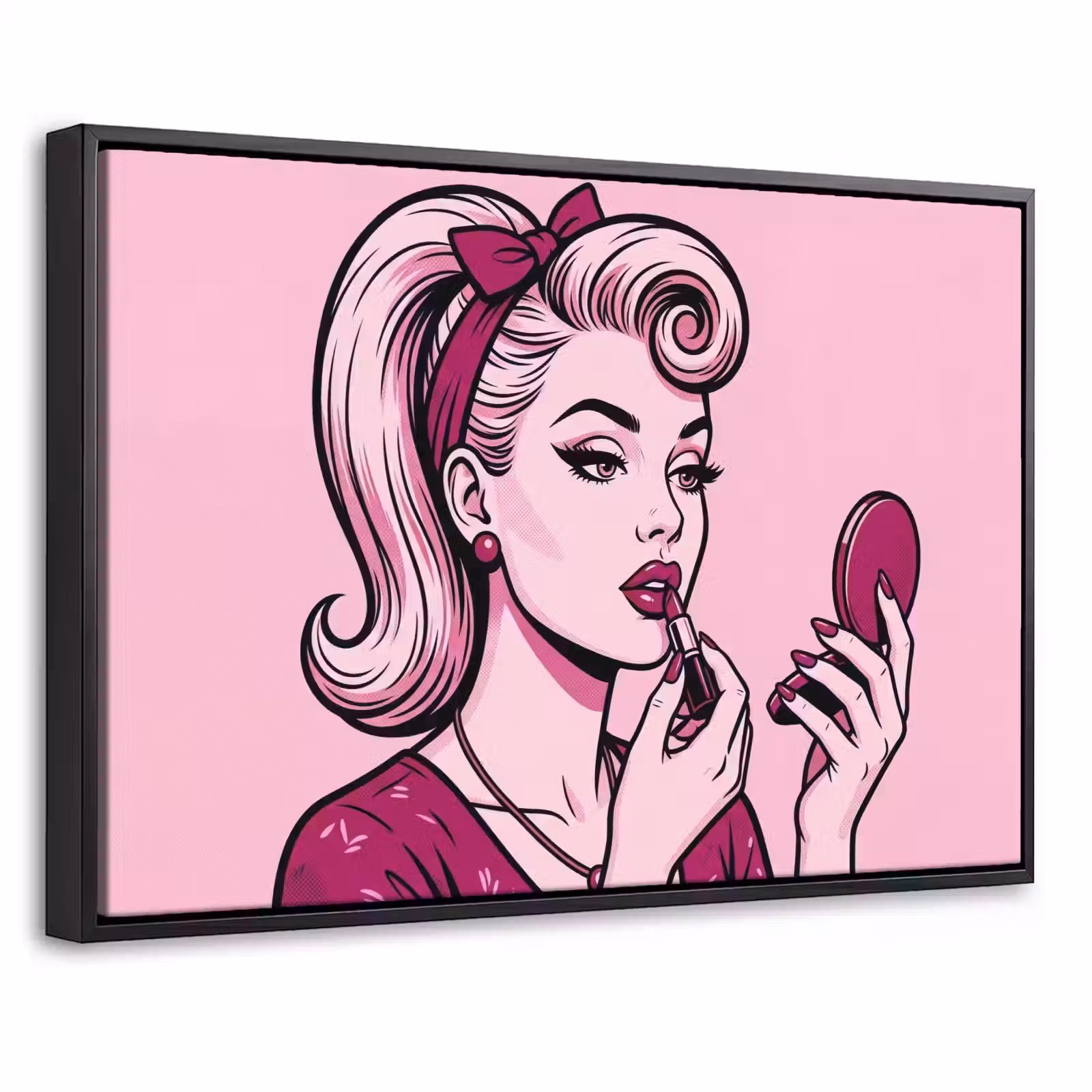 Canvas met lijst - Vintage - Vrouw - Roze — 1
