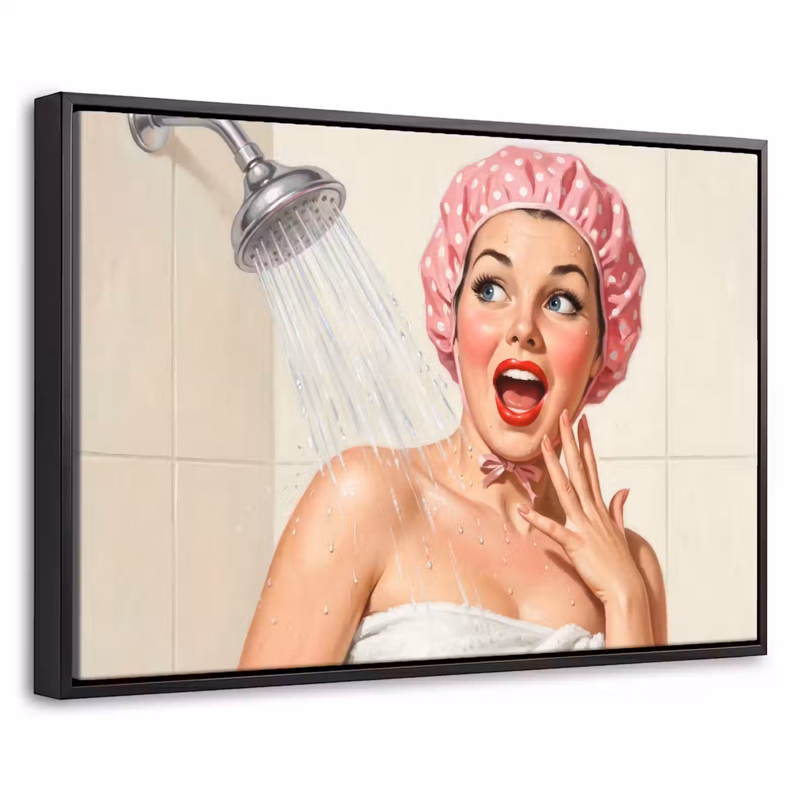 Canvas met lijst - Vrouw - Douche - Roze — 1