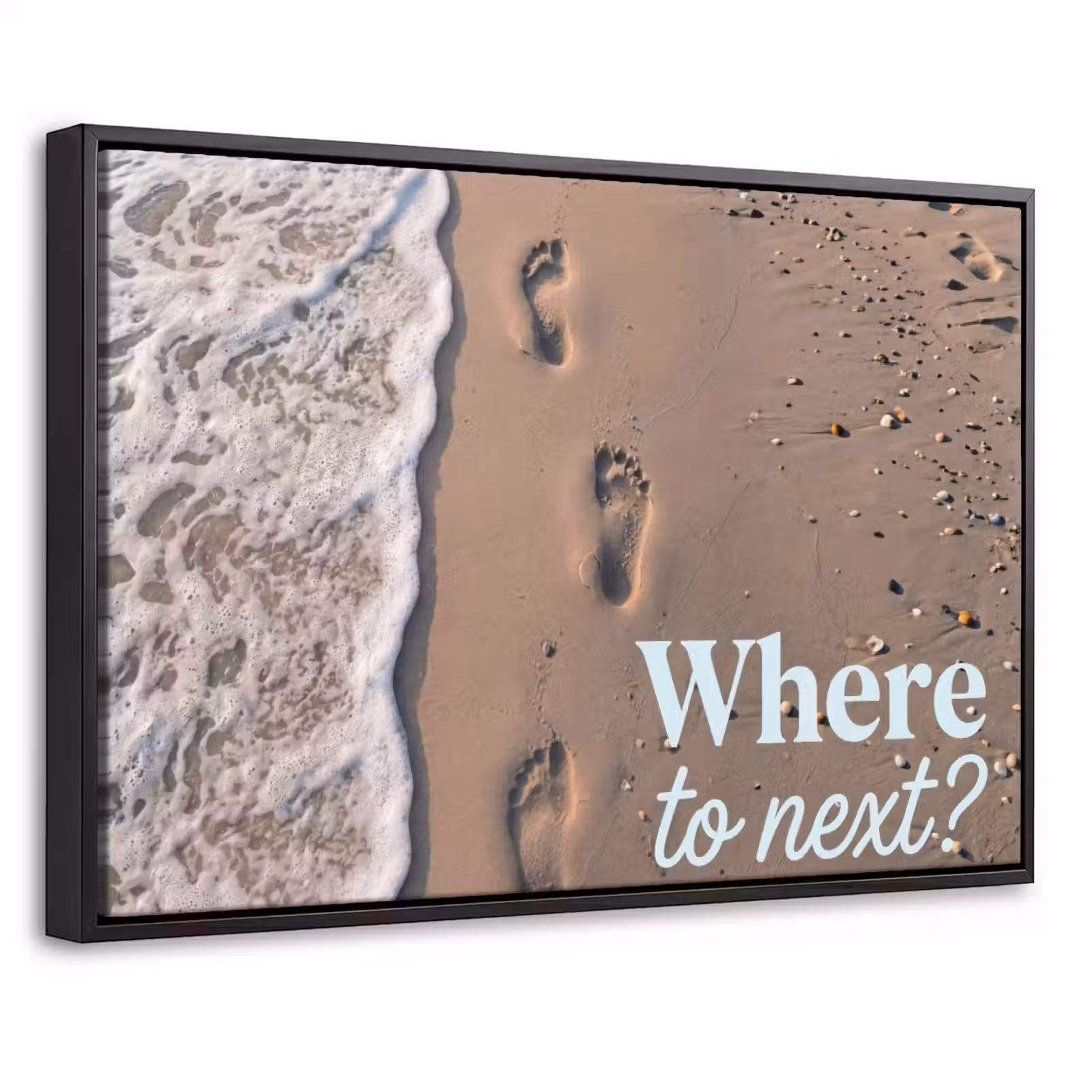 Canvas met lijst - Where to next - Strand - Voetstappen — 1