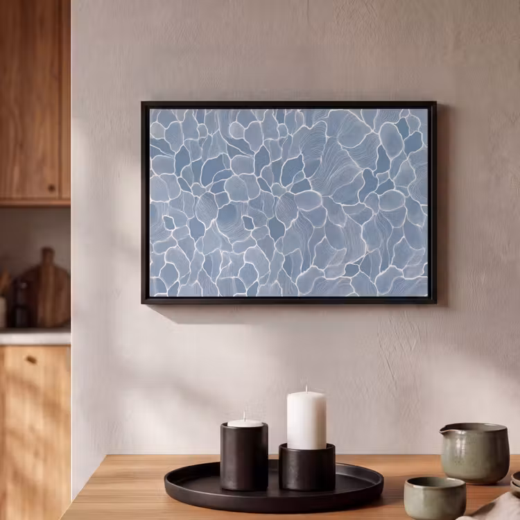 Canvas met lijst - Abstract - Blauw - Bladeren — 2