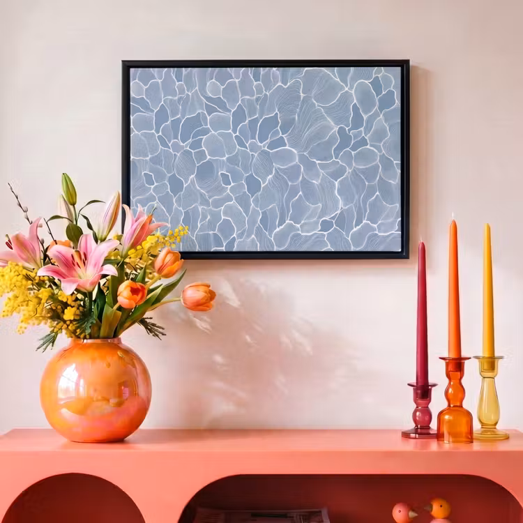 Canvas met lijst - Abstract - Blauw - Bladeren — 4