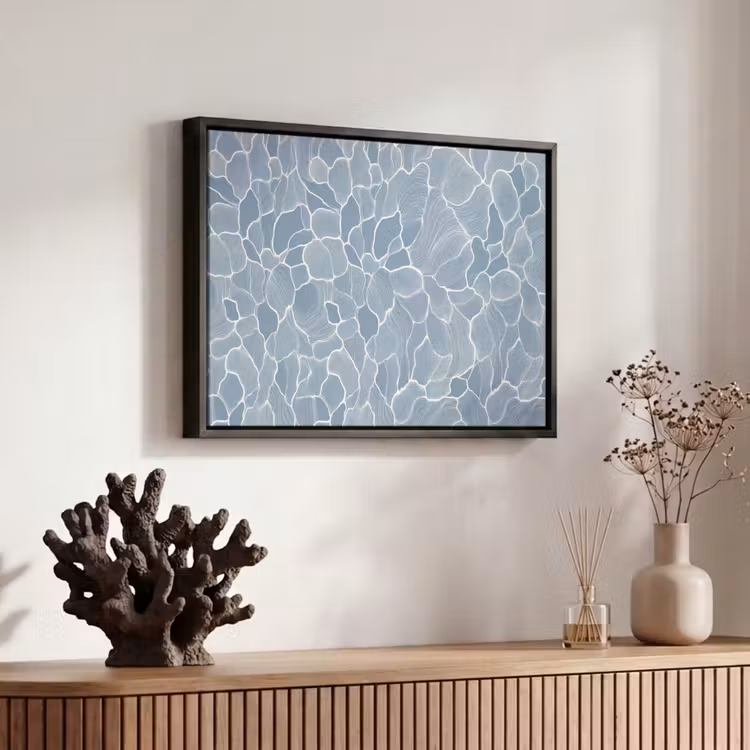Canvas met lijst - Abstract - Blauw - Bladeren — 6