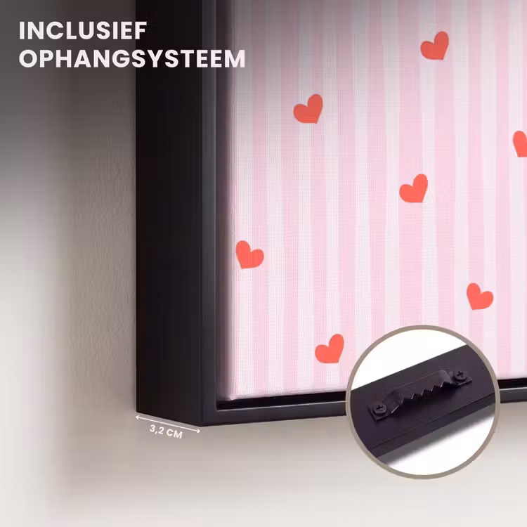 Canvas met lijst - Amore vita sole - Roze - Hartjes — 3