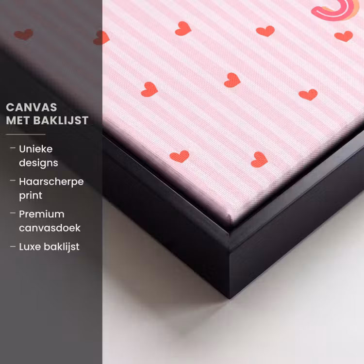 Canvas met lijst - Amore vita sole - Roze - Hartjes — 5