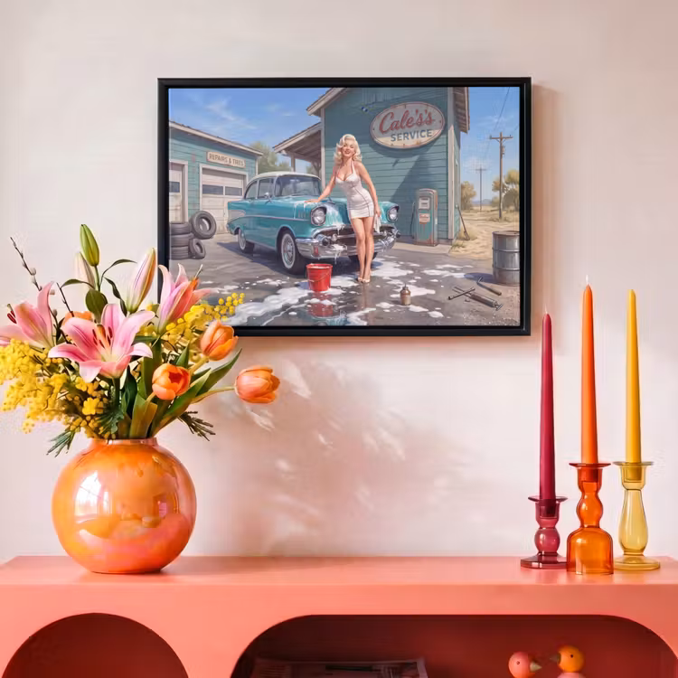 Canvas met lijst - Auto - Vrouw - Groen — 4