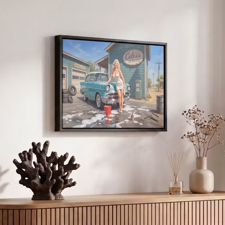 Canvas met lijst - Auto - Vrouw - Groen — 6