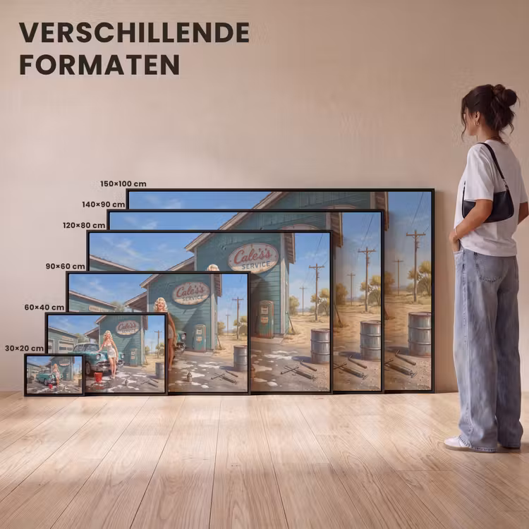 Canvas met lijst - Auto - Vrouw - Groen — 7