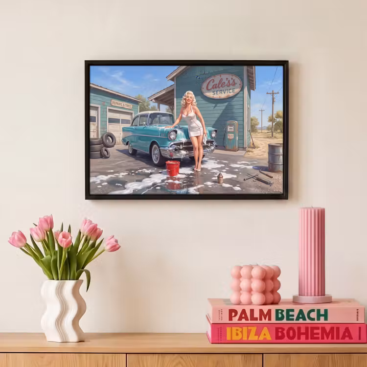 Canvas met lijst - Auto - Vrouw - Groen — 8