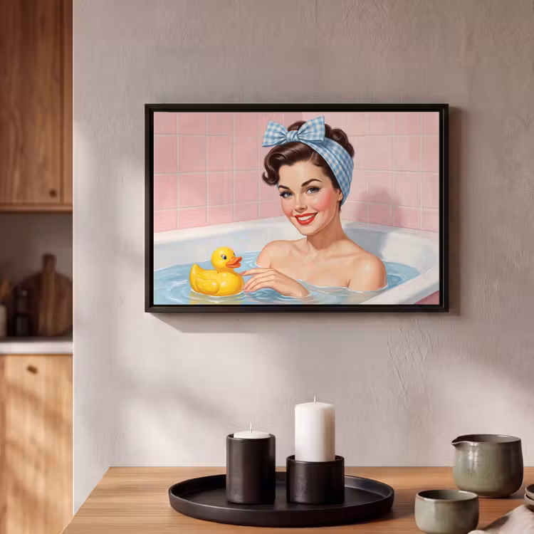 Canvas met lijst - Badkamer - Eend - Blauw — 2