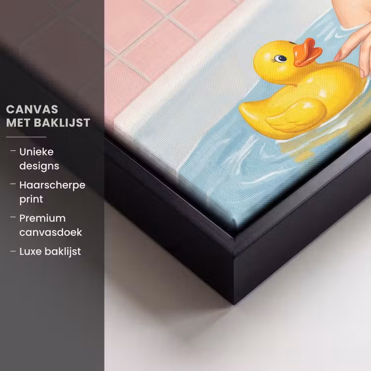 Canvas met lijst - Badkamer - Eend - Blauw — 5