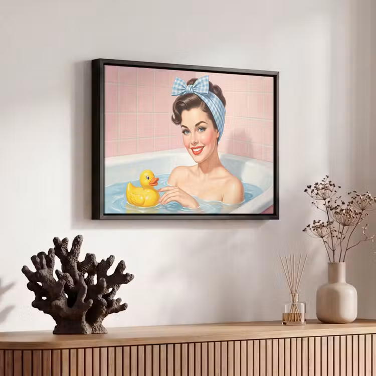 Canvas met lijst - Badkamer - Eend - Blauw — 6
