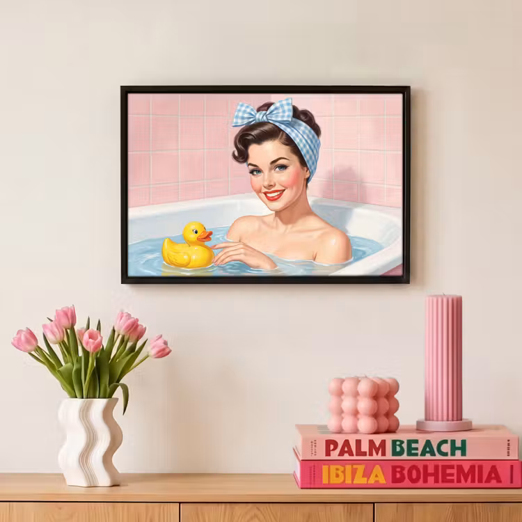 Canvas met lijst - Badkamer - Eend - Blauw — 8