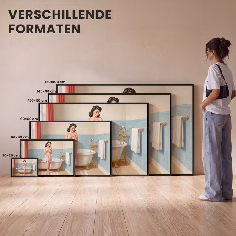 Canvas met lijst - Badkamer - Vrouw - Roze — 7
