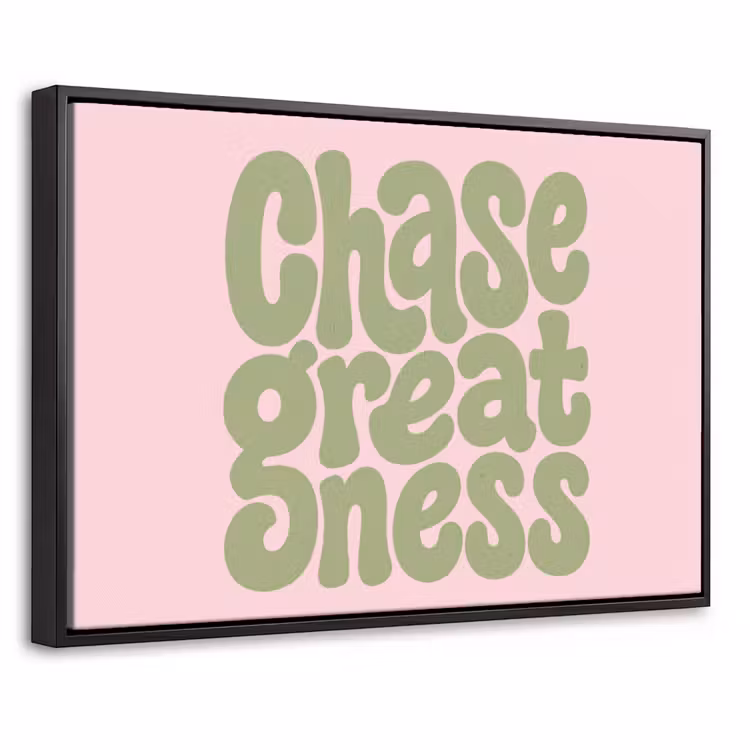 Canvas met lijst - Chase greatness - Groen - Roze - Retro — 1