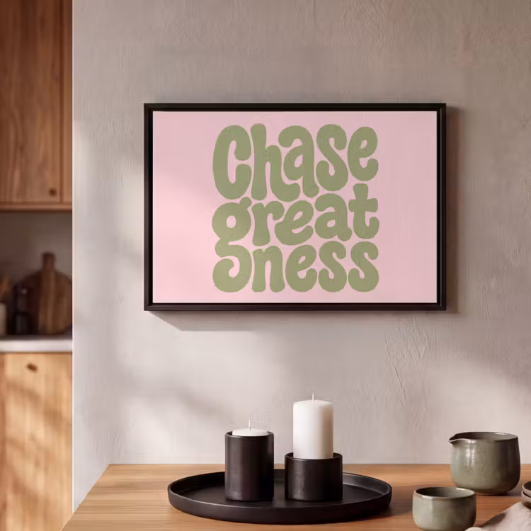Canvas met lijst - Chase greatness - Groen - Roze - Retro — 2