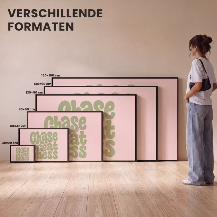 Canvas met lijst - Chase greatness - Groen - Roze - Retro — 7